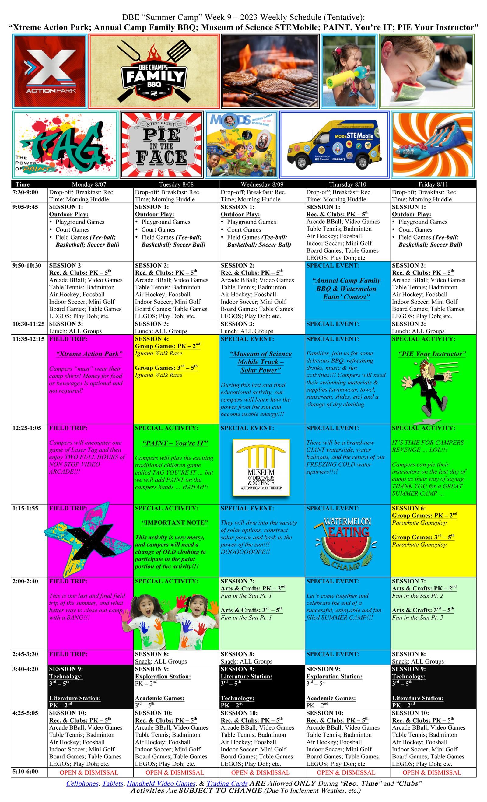 DBES Week 9 Schedule 